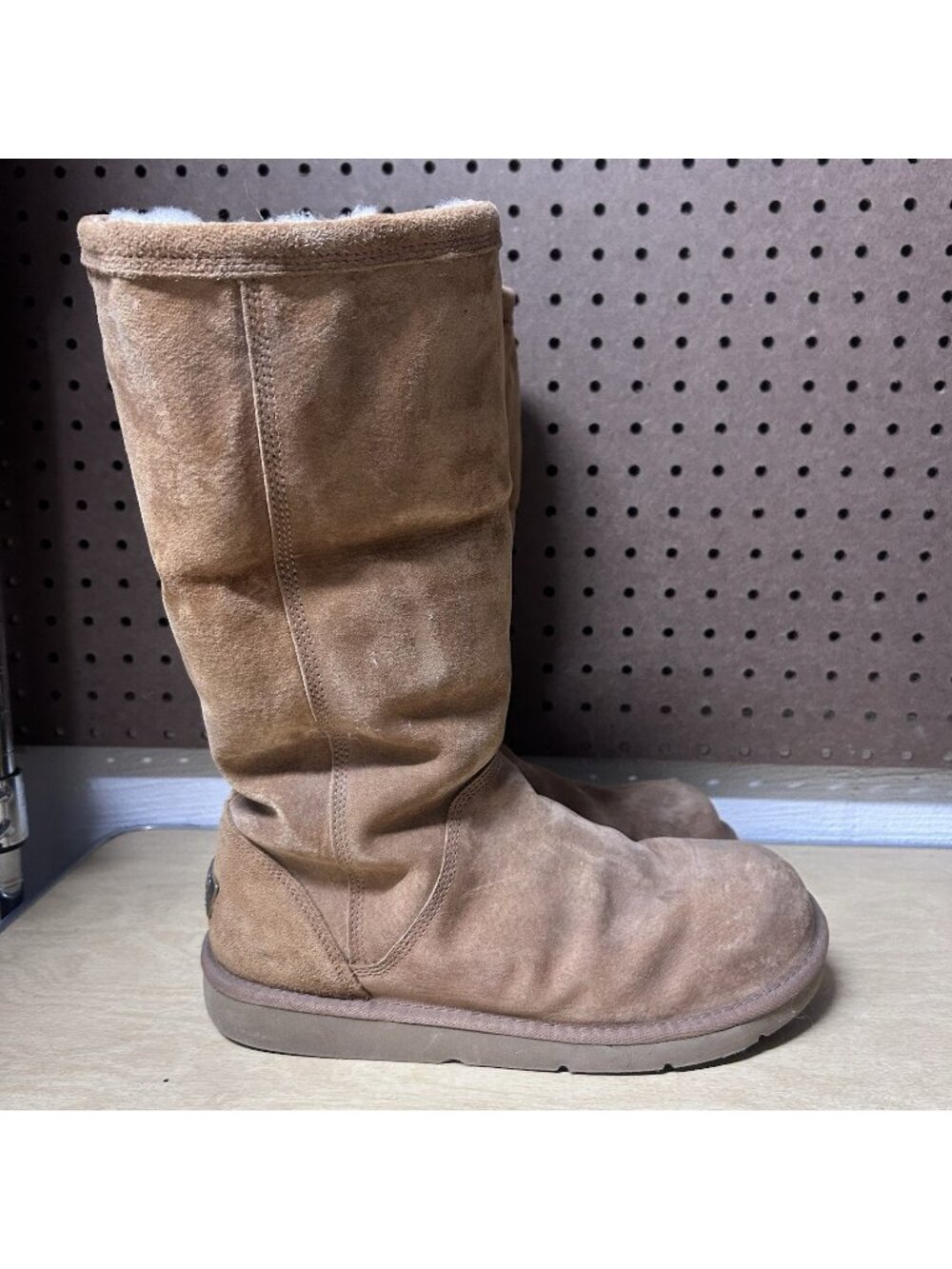 Ugg Australia 1890 Kenly Tall Brown Suede Leather Sheepskin Boots Womens Size 10